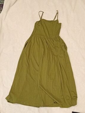 Joe Fresh Army Green Spaghetti Strap Maxi Dress